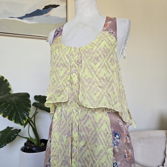 Rebecca Taylor Size 4 Silk 2012 Spring Sleeveless Summer Midi Flowy Tiered Dress - Picture 3 of 10